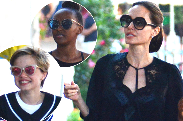 Счастливая Анджелина Джоли на шопинге вместе с дочерьми Шайло и Захарой