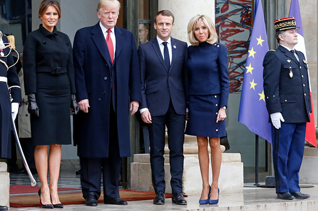 Дональд и Мелания Трамп встретились с Эммануэлем и Брижит Макрон во Франции