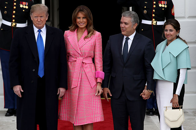 Дональд и Мелания Трамп встретились с президентом Колумбии и его супругой в Белом доме