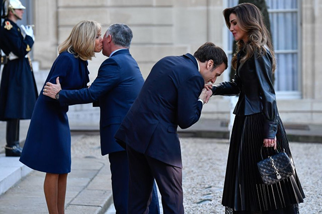 Первая леди Франции Брижит Маркон, король Иордании Абдалла II, президент Франции Эммануэль Макрон и королева Иордании Рания 