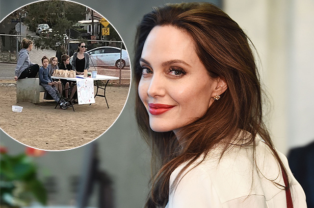 Анджелина Джоли с детьми устроила в парке акцию в пользу домашних животных